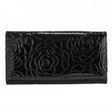 Leather Flower Print Wallet Medium/Large Black / LARGE / 1 1355-56985632662